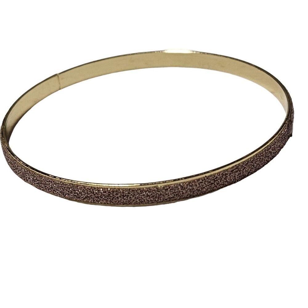 Retro Pink Glitter Textured Bangle Bracelet Elegant Gold Tone Fashion Jewelry